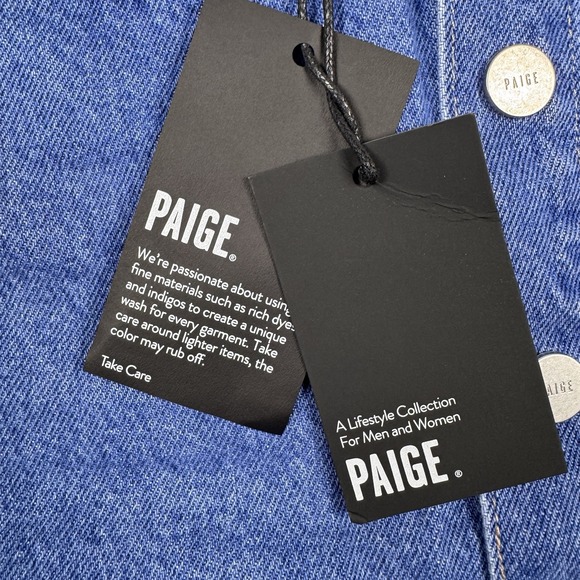 PAIGE Blue Jean Mini Skirt Women 24‎ Esma High Rise A-Line Snap Front Cotton NWT - Picture 4 of 11